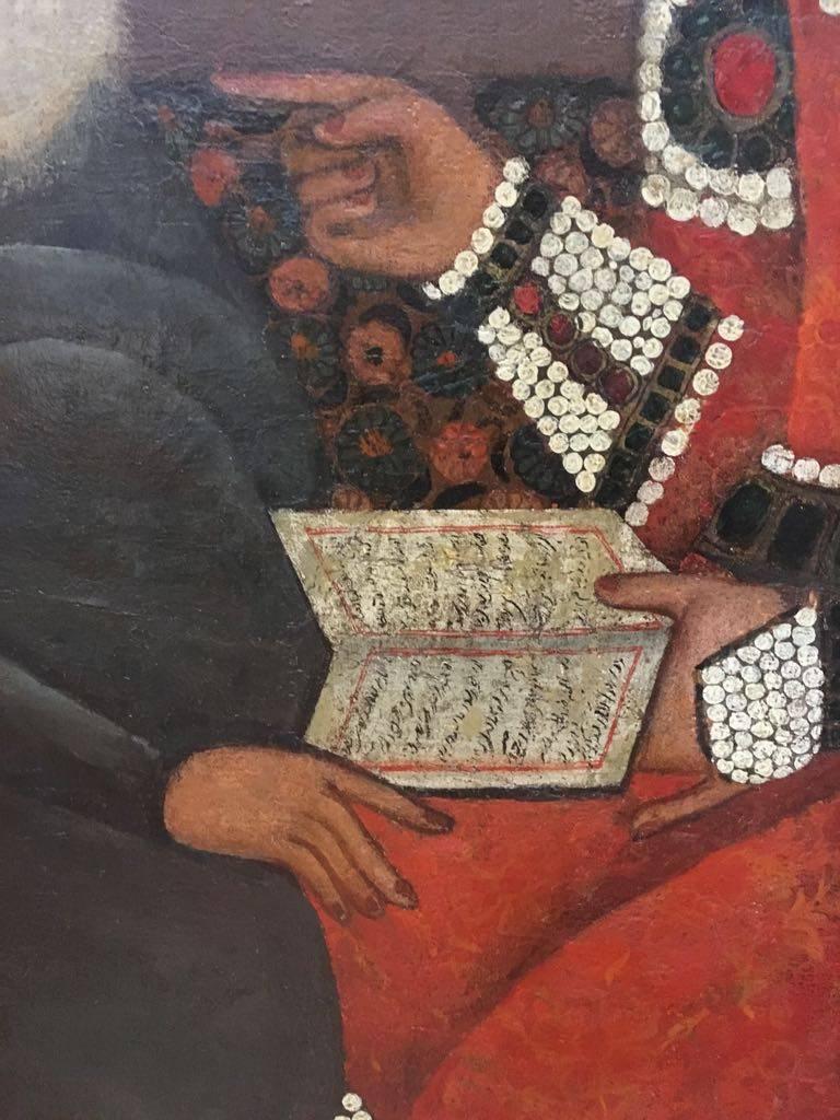 Persian 19th Century Qajar Oil Painting of Prince Mirza Mohammed Hassen For Sale