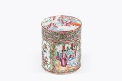 19th Century Qing Chinese Cantonese Famille Rose Porcelain Lidded Jar