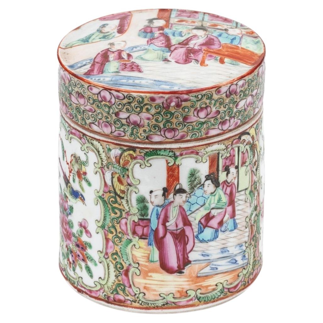 19th Century Qing Chinese Cantonese Famille Rose Porcelain Lidded Jar