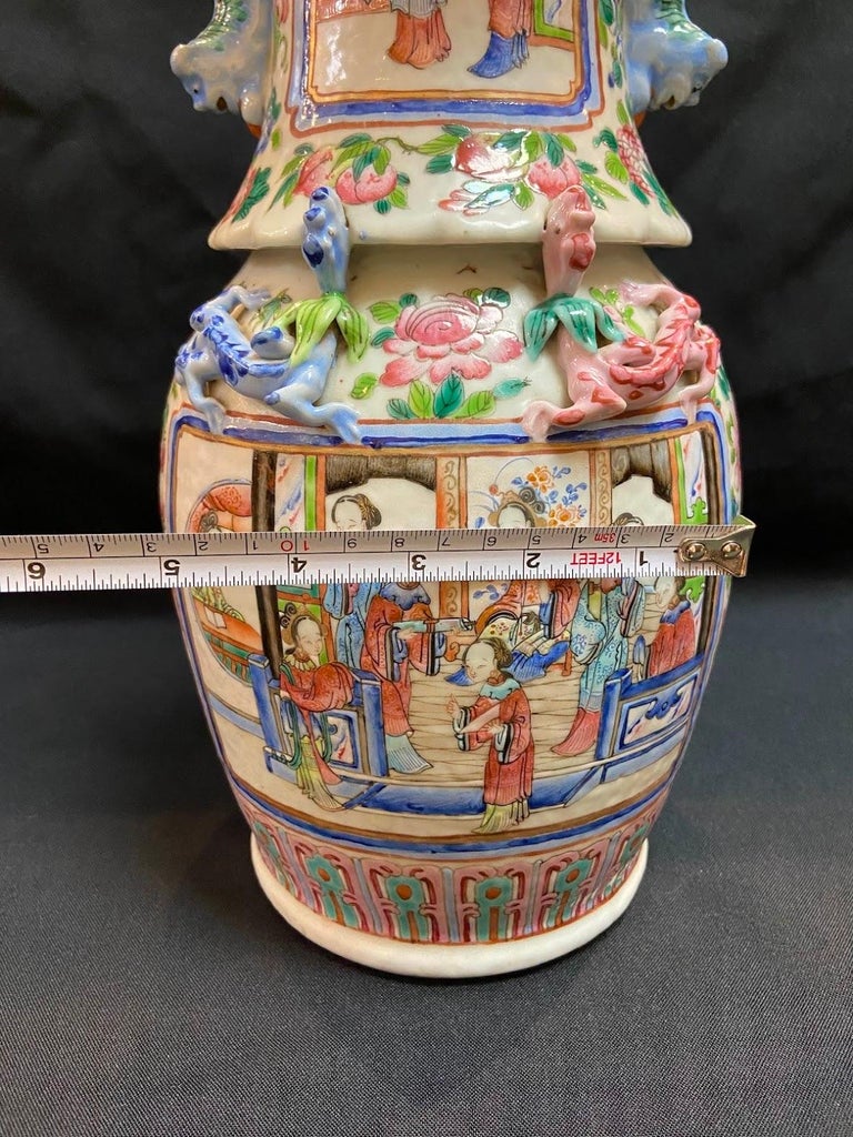 Grand Vase Ancien Rose Medallion – Porcelaine De Chine – Époque Daoguang – Motif Floral Peint à La Main – Vintage