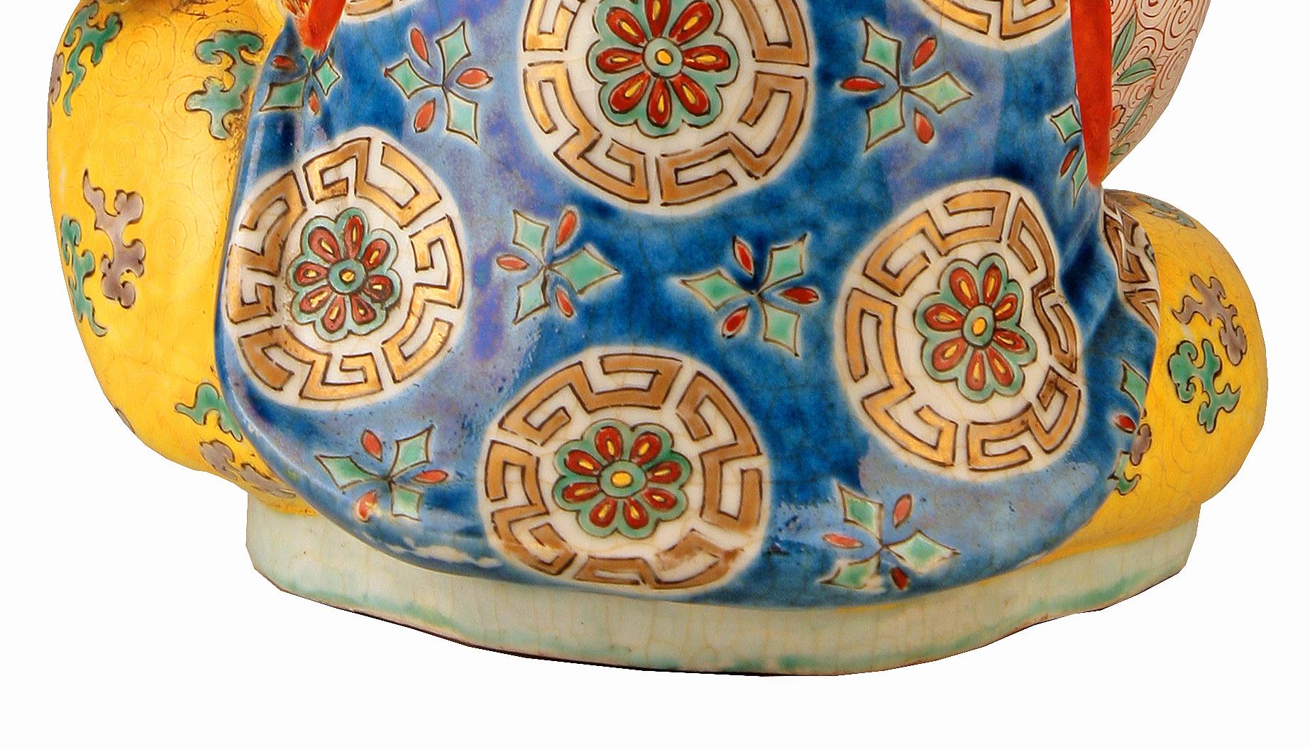 Figurina di uomo e cane in porcellana smaltata e dipinta a mano del XIX secolo/dinastia Qing in vendita 3