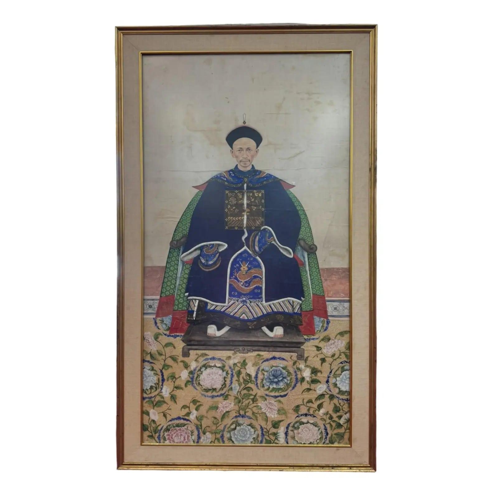 19th Century Pair of Ancestor Portraits of the King & Queen For Sale 6