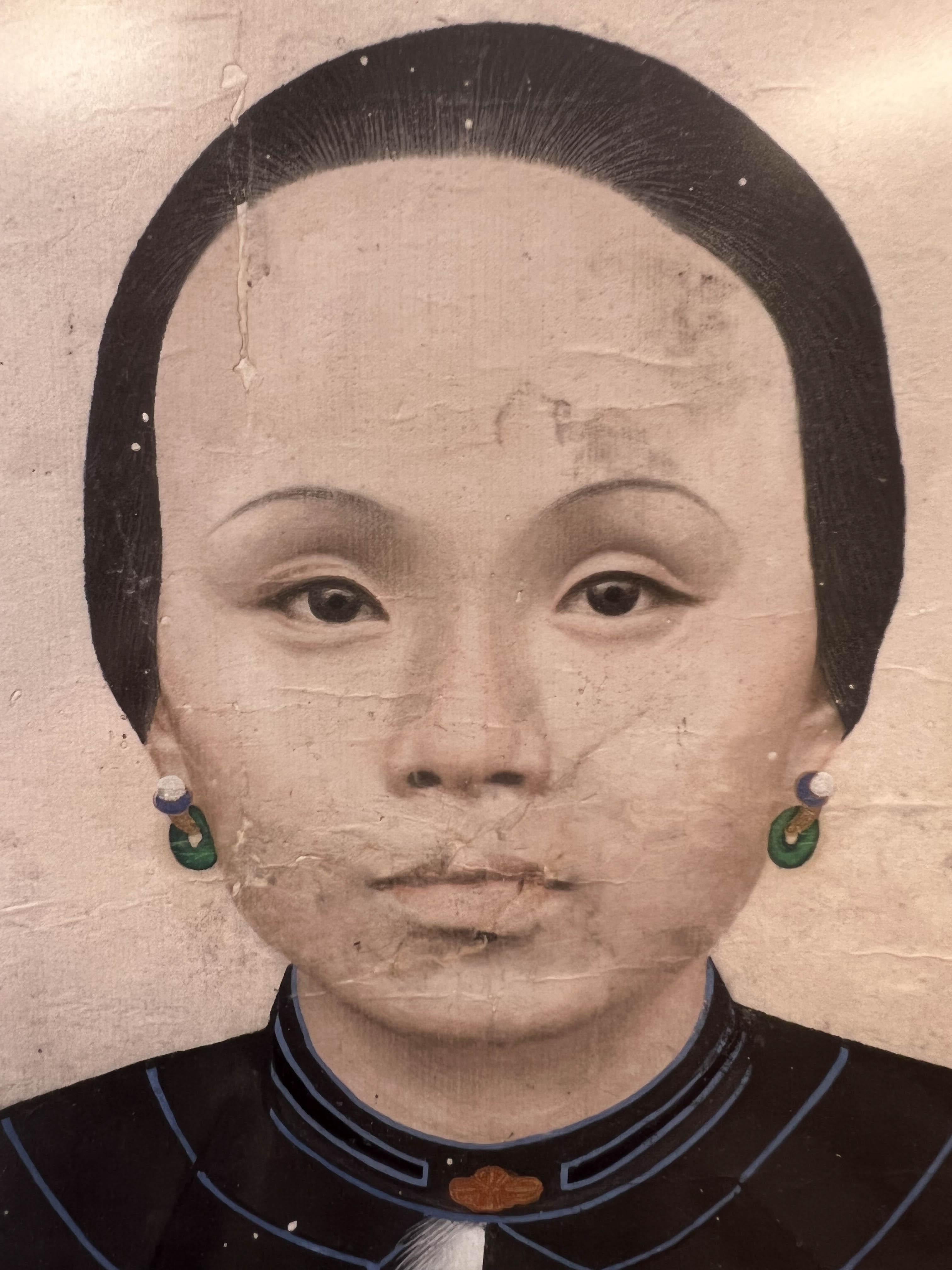 Papier Portrait d'ancêtre de la dynastie Qing du 19e siècle  en vente