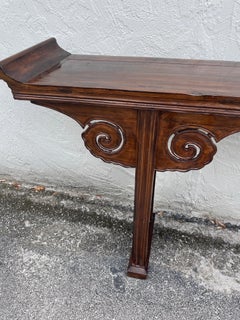 19th Century Chinese Altar Table, Elmwood, Hand-Carved, Qing Dynasty
