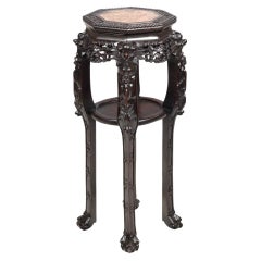 19th Century Qing Dynasty Chinese Cherrywood Pedestal Plant Stand