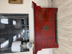 19th Century Qing Dynasty Chinese Red Lacquer Chest/Side Board