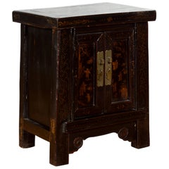 19th Century Qing Dynasty Chinese Shanxi Bedside Cabinet with Chinoiserie Décor