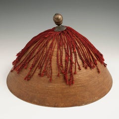 19th Century Qing Dynasty Man's Wicker Summer Hat and Leather Hat Box, China