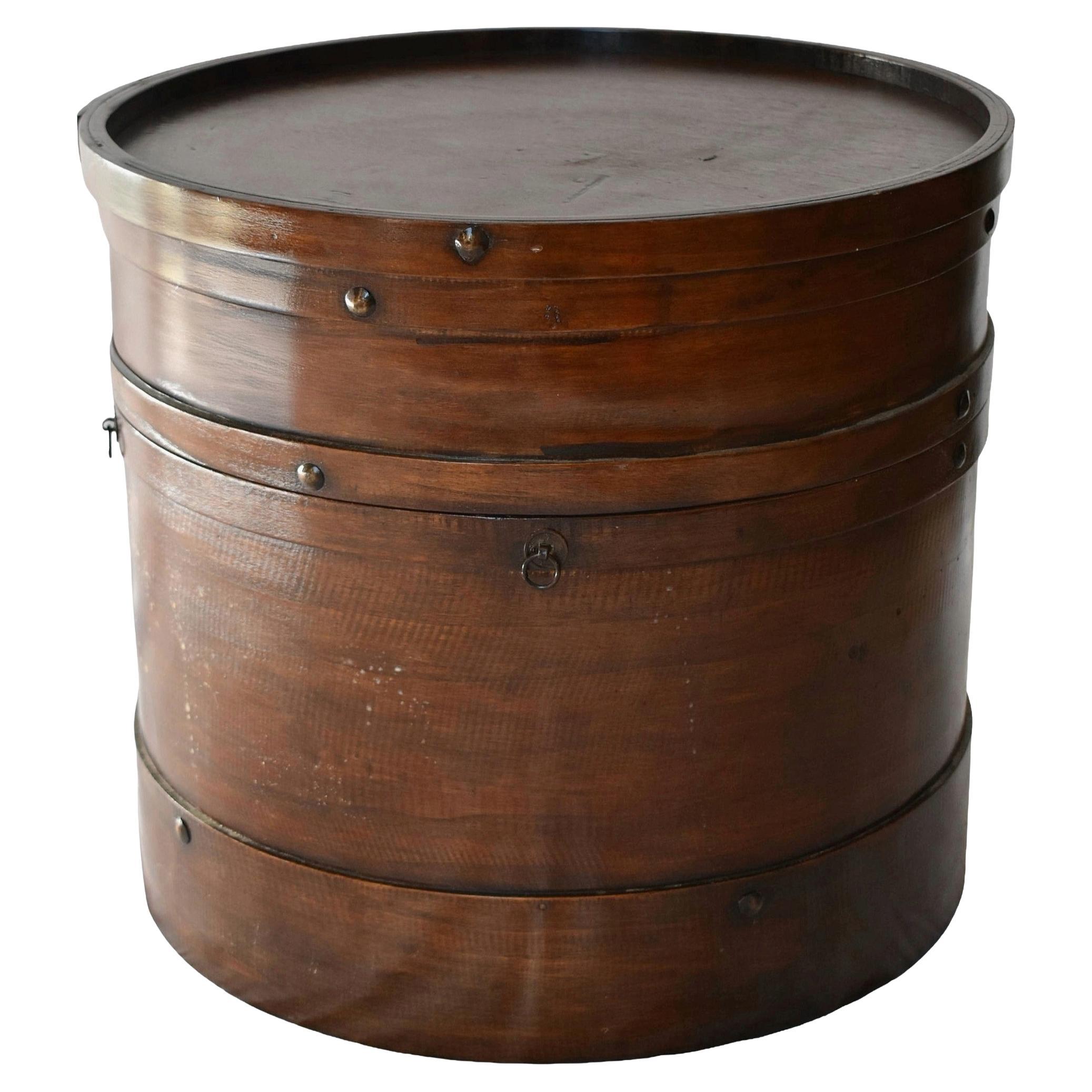 Table d'appoint à couvercle rond en bois, dynastie Qing, 19e siècle