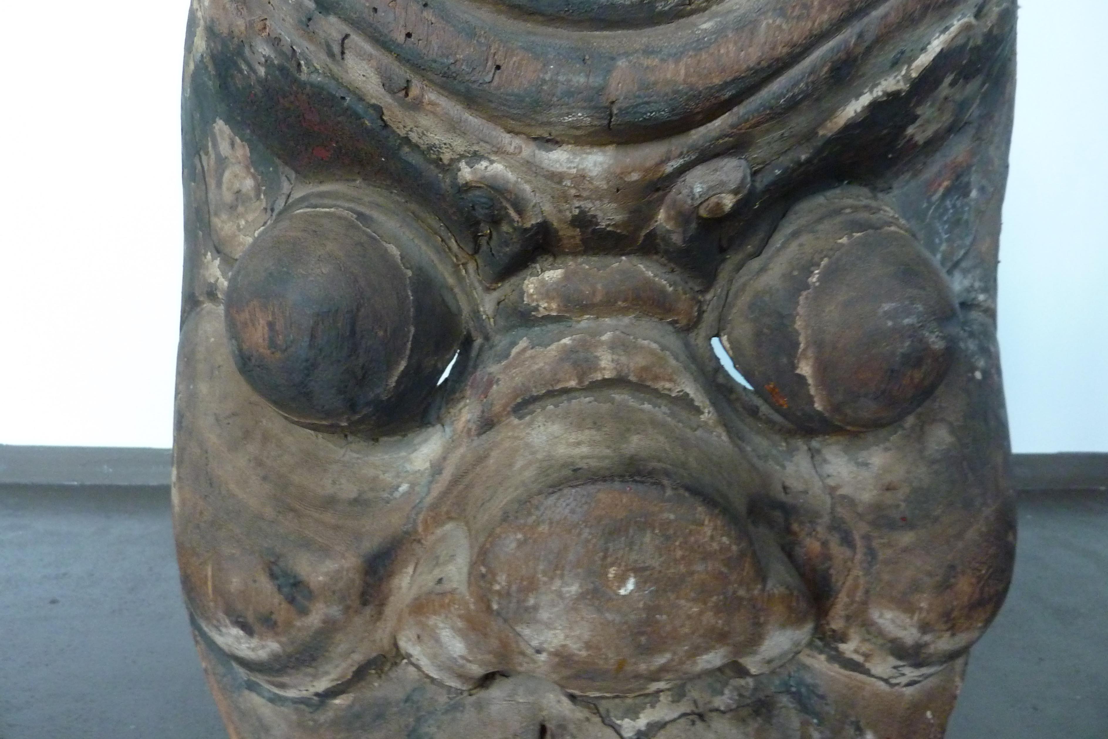 19th Century Qing Dynasty Shangxi Province Hand Carved Wooden Mask For Sale 3