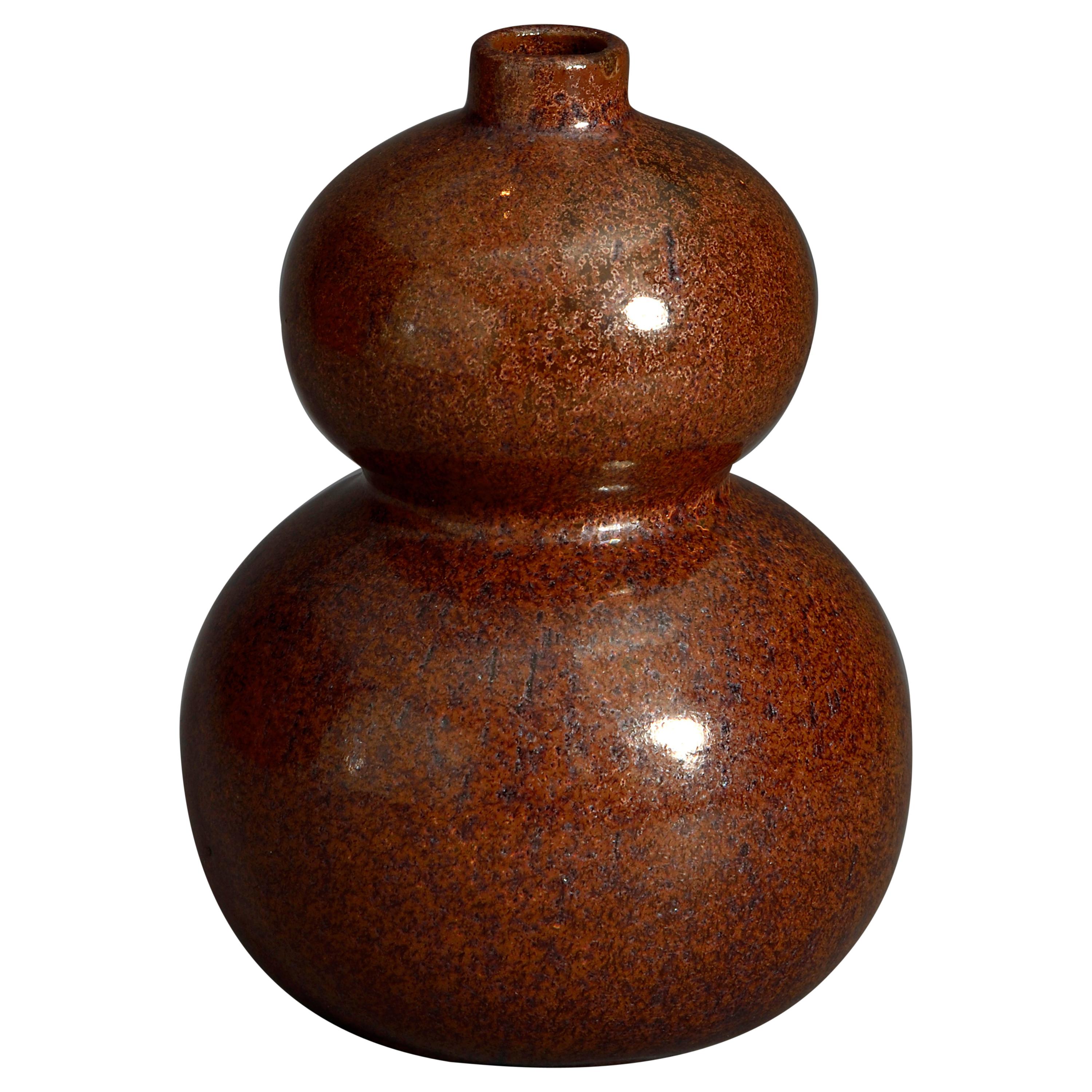 19th Century Qing Dynasty Tea Dust Glazed Gourd Vase