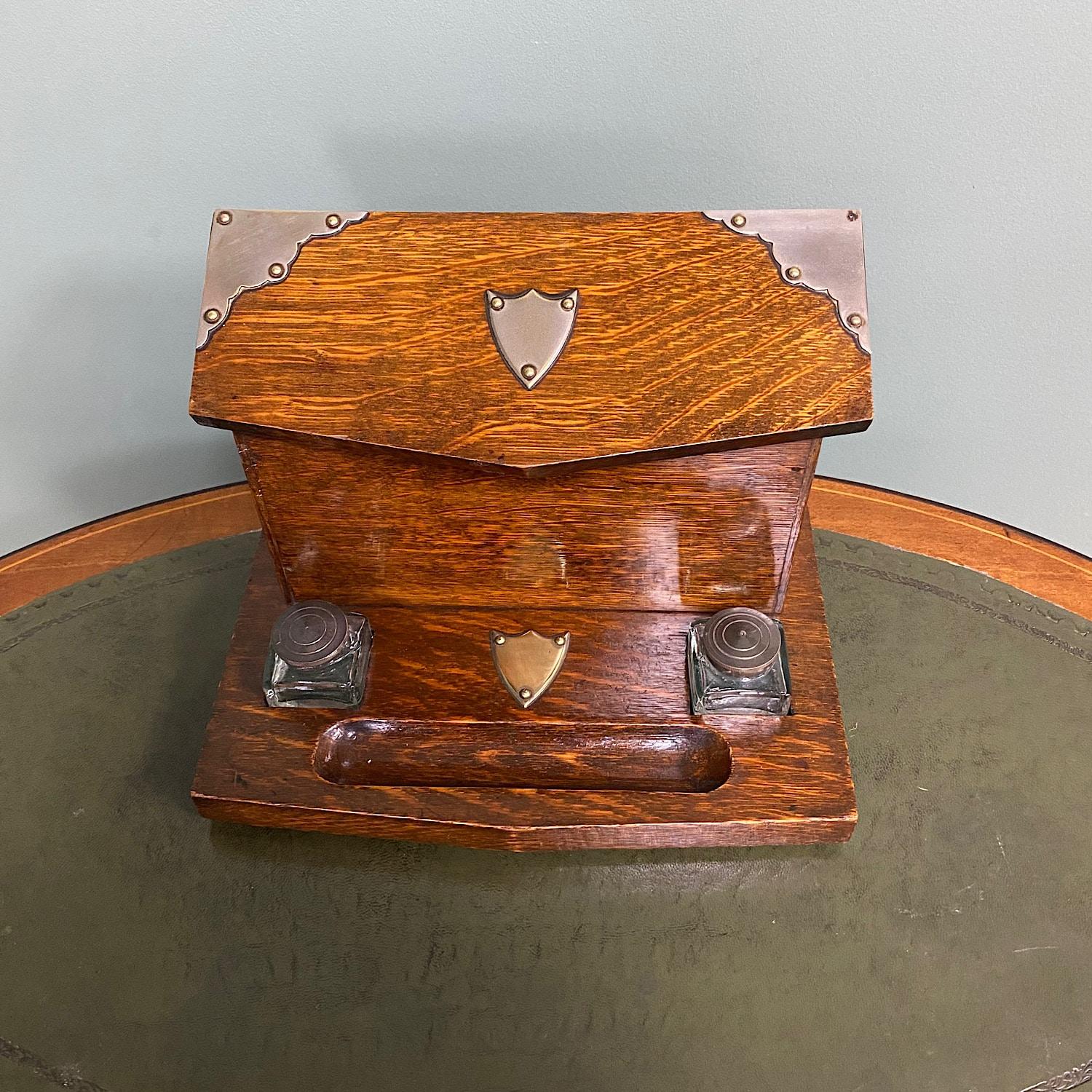 British 19th Century Quality Victorian Oak Antique Stationary Box For Sale