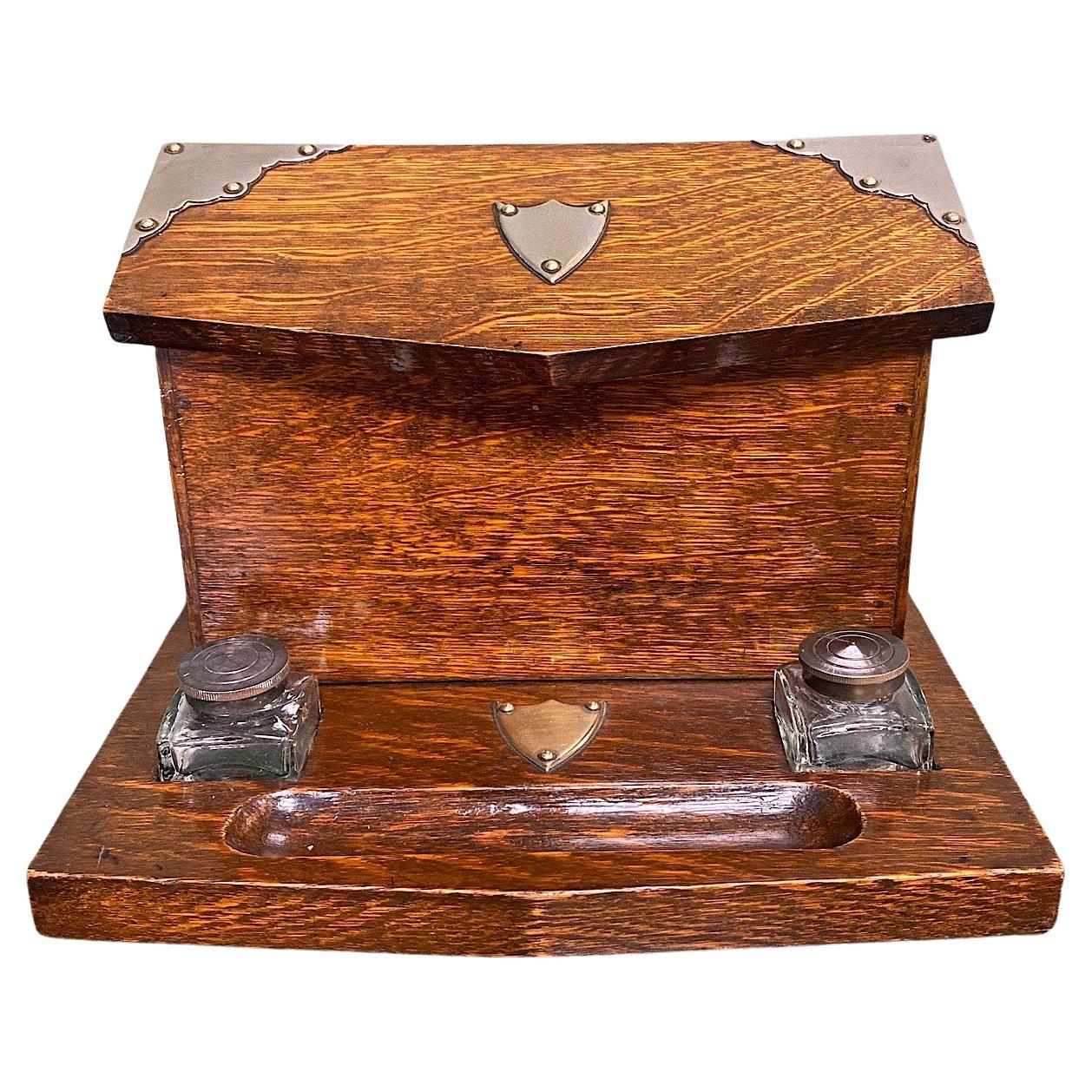 19th Century Quality Victorian Oak Antique Stationary Box For Sale