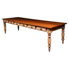 19th Century Quebec Pine 10 Foot Convent Table