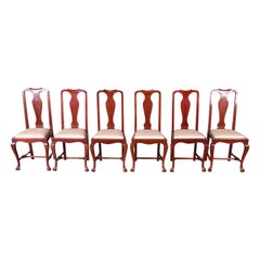 19th Century Queen Anne Mahogany Dining Chairs, Set of Six