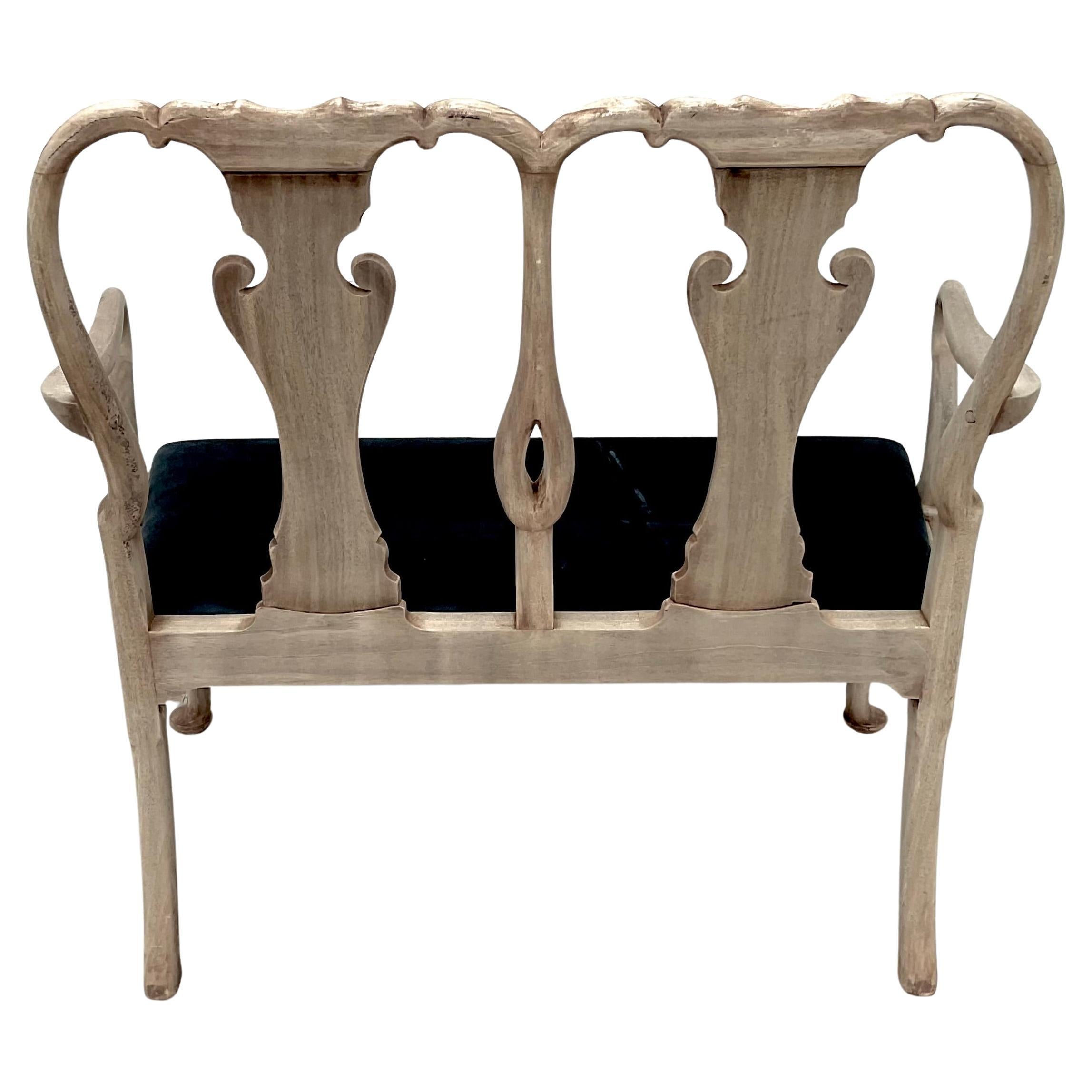 Queen Anne-Sessel aus dem 19. Jahrhundert (Textil) im Angebot