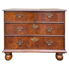 19th Century Queen Anne Style Burlwood Chest with Bun Feet