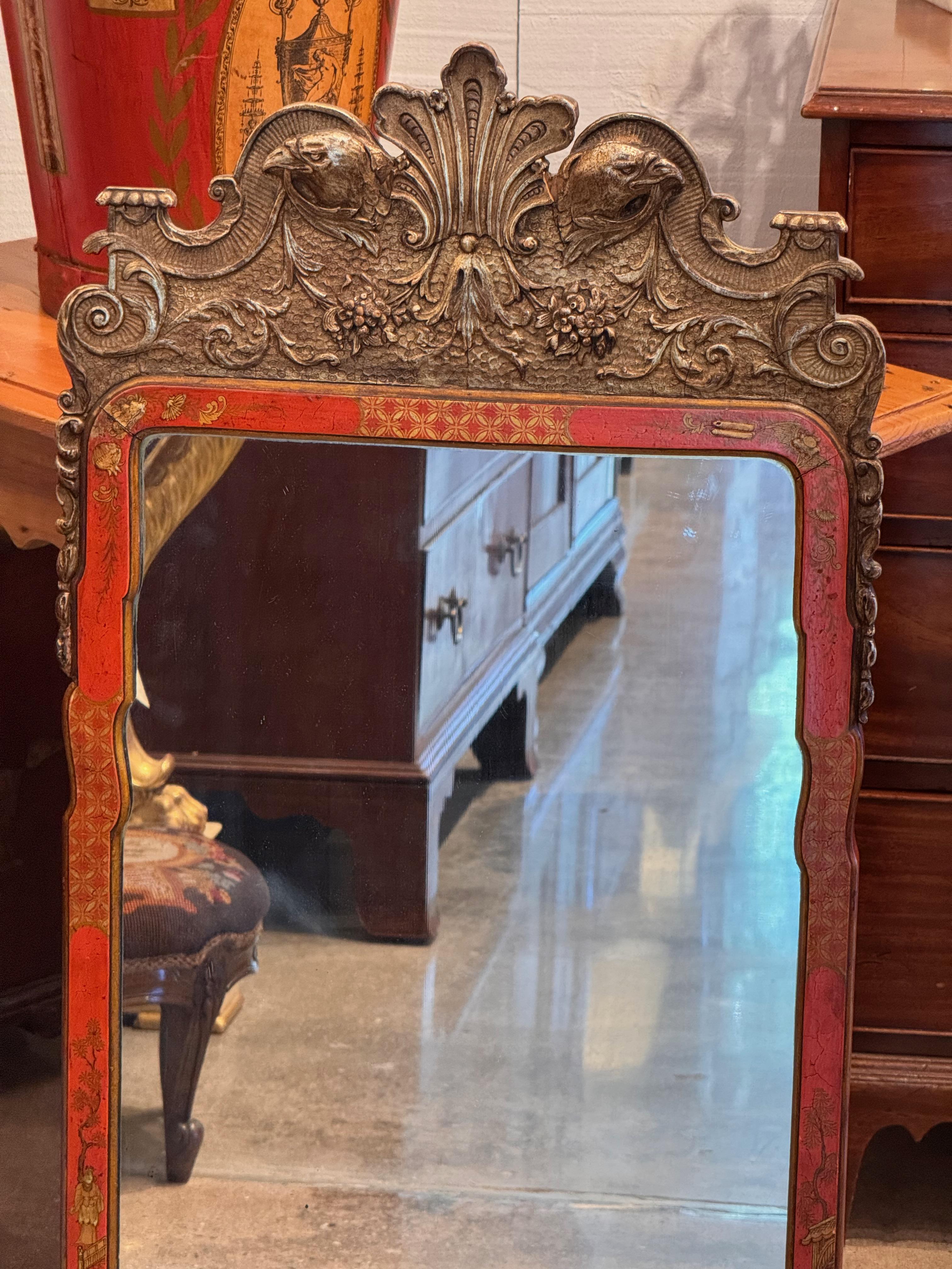 British 19th Century Queen Anne Style Chinoiserie Mirror