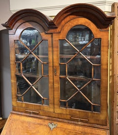 19th Century Queen Anne Style Double Bonnet Top Secretary Desk in Walnut