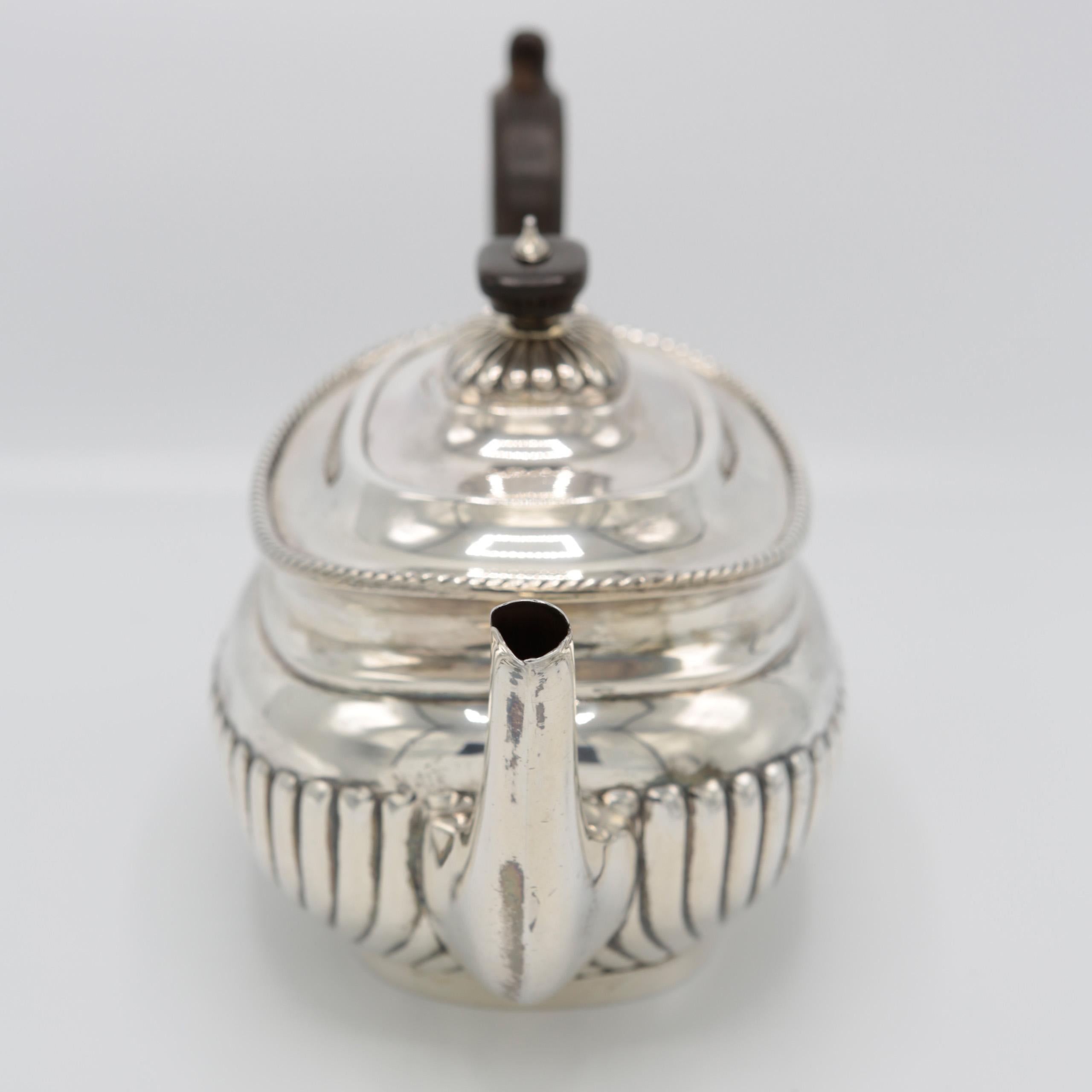 British 19th Century Queen Anne style Teapot, 925/- sterling silver, London For Sale