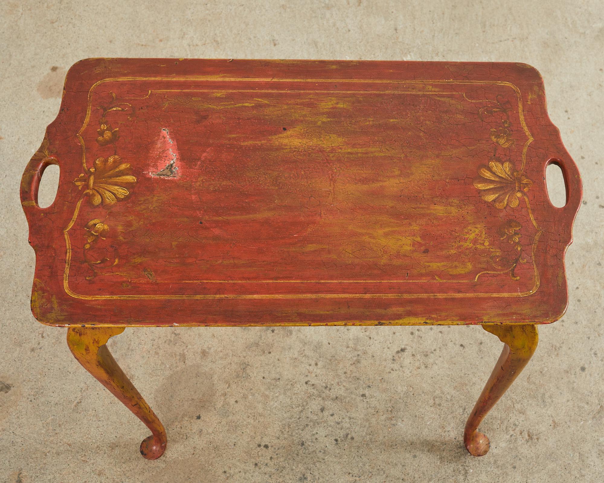 English 19th Century Queen Anne Style Tray Table Lacquered by Ira Yeager For Sale