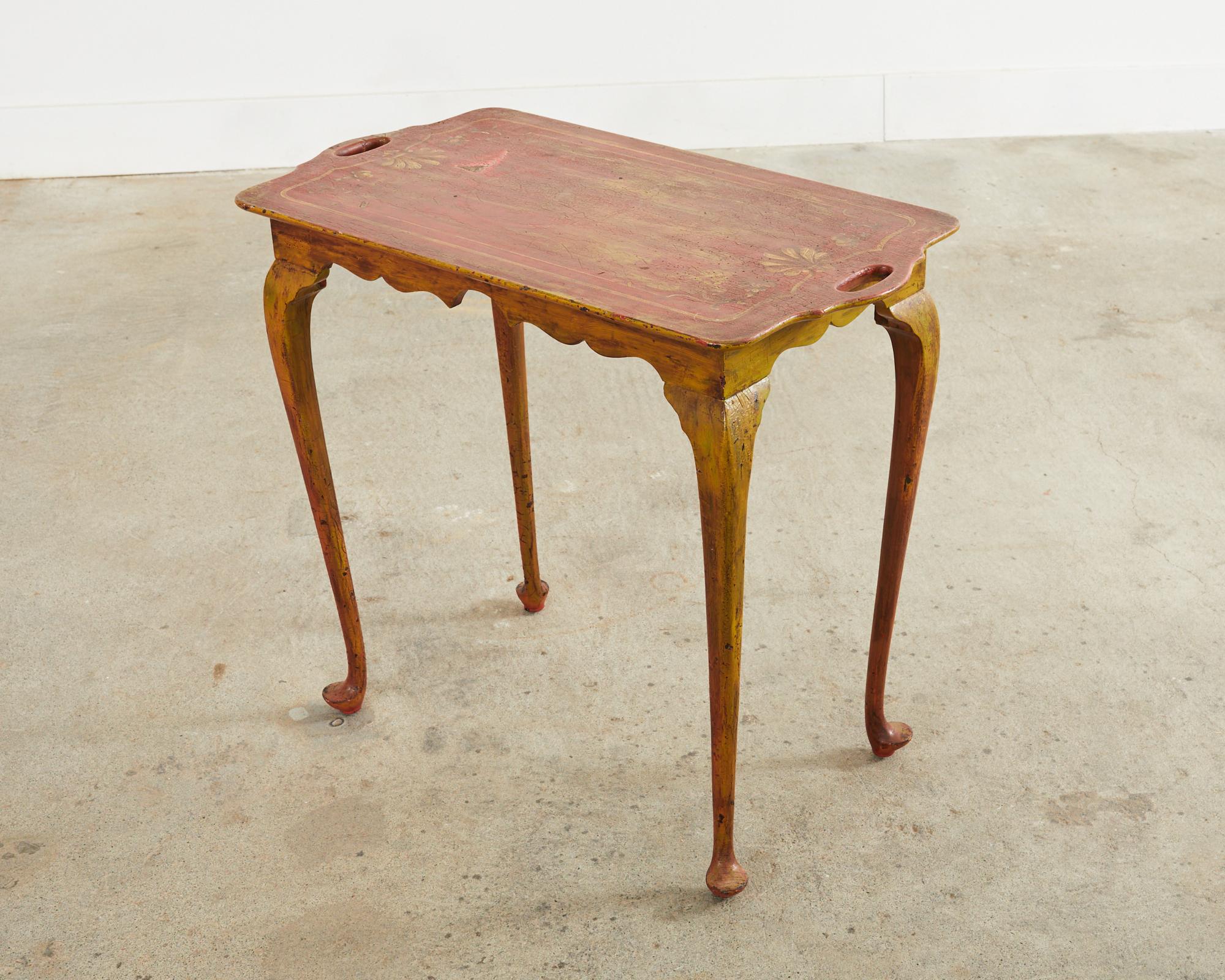 Mahogany 19th Century Queen Anne Style Tray Table Lacquered by Ira Yeager For Sale