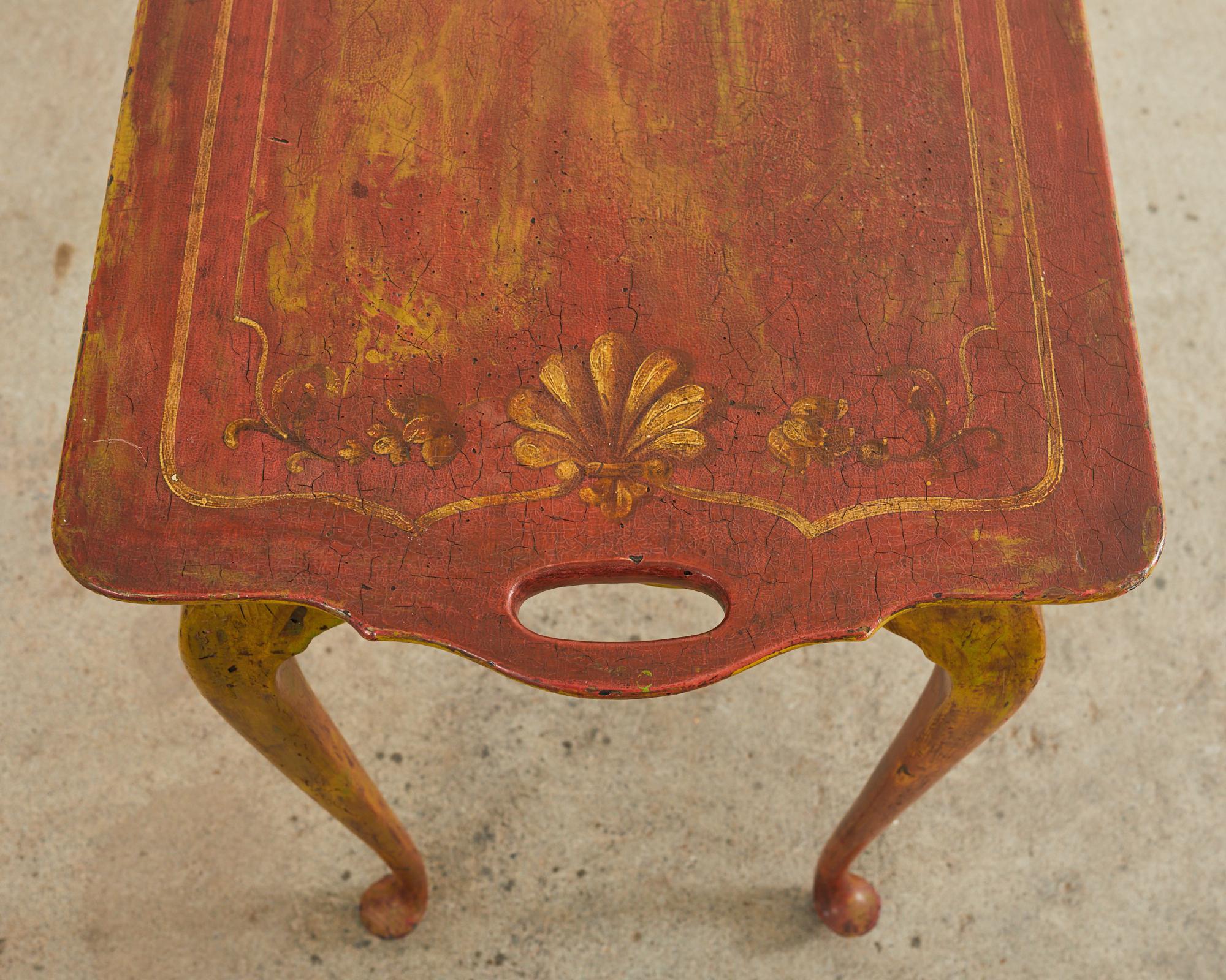 19th Century Queen Anne Style Tray Table Lacquered by Ira Yeager For Sale 1