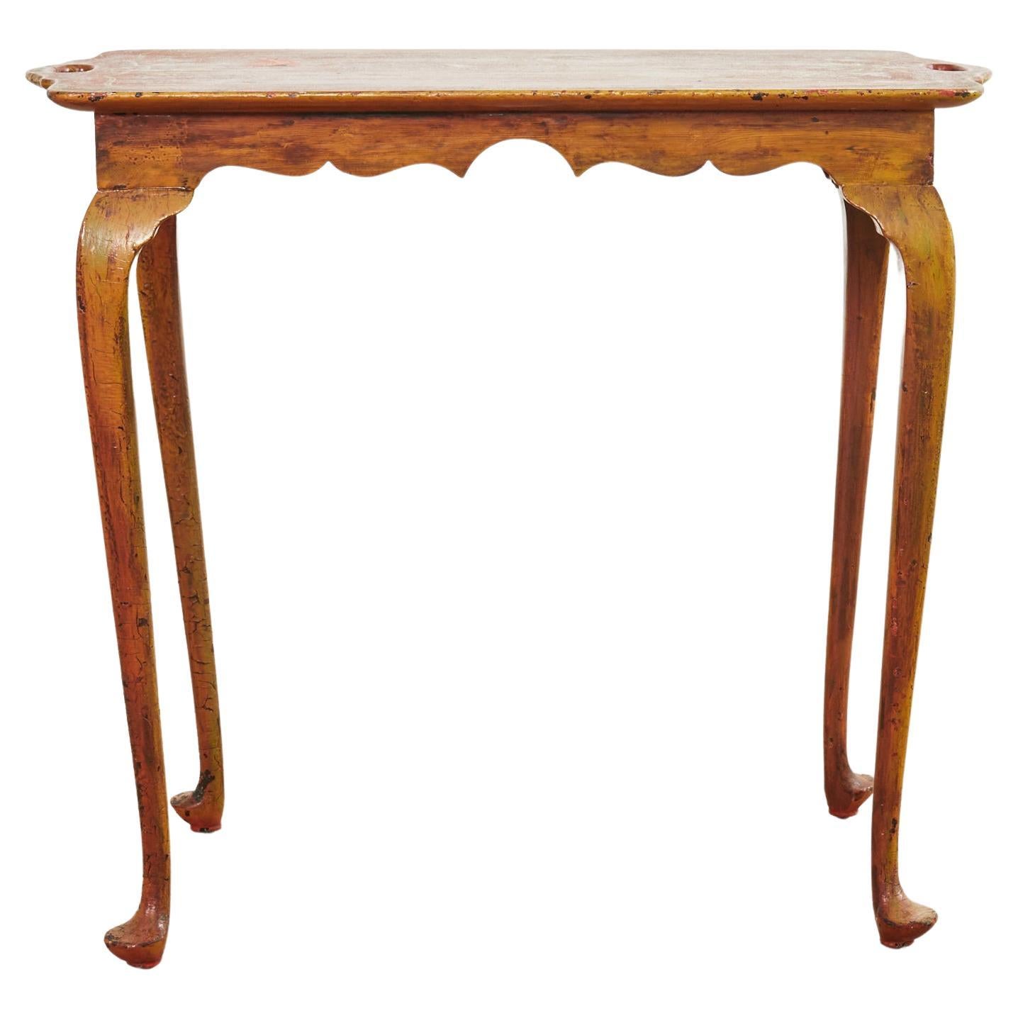 19th Century Queen Anne Style Tray Table Lacquered by Ira Yeager For Sale