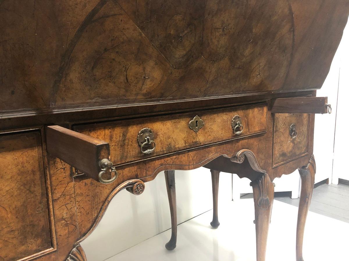 19th Century Queen Anne Style Walnut Inlaid Secretary For Sale 4