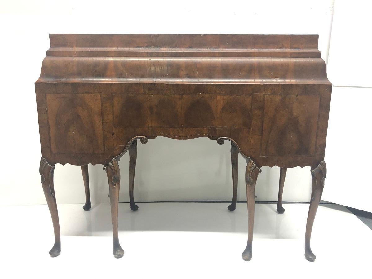 English 19th Century Queen Anne Style Walnut Inlaid Secretary For Sale