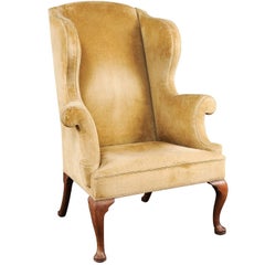 Antique 19th Century Queen Anne Style Walnut Wing Chair