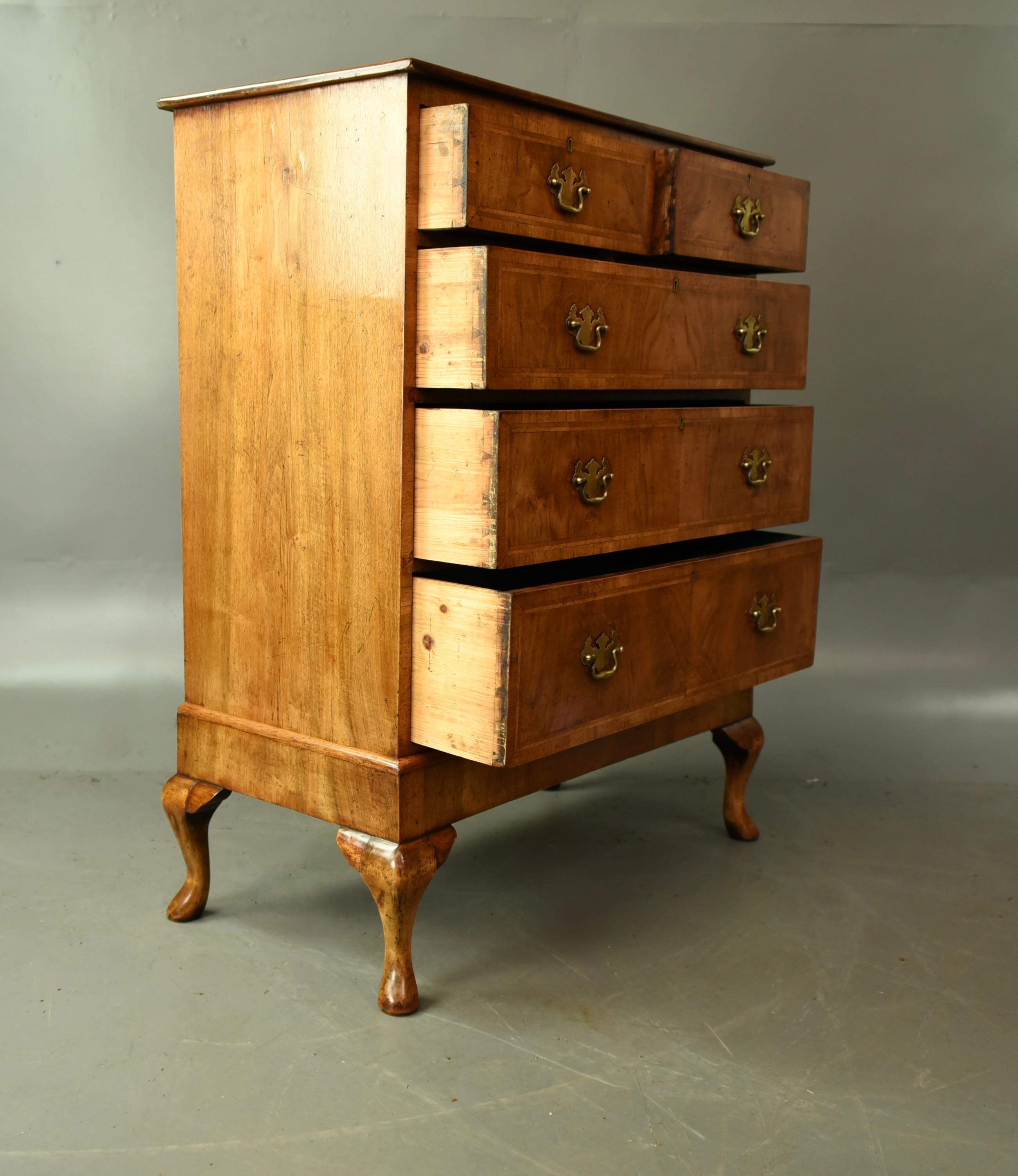 Noce Cassettiera in noce Queen Anne del XIX secolo / commode