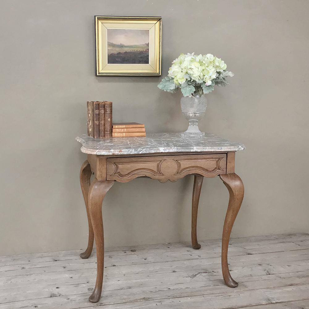 Hand-Crafted 19th Century French Louis Philippe Walnut Marble Top Writing Table