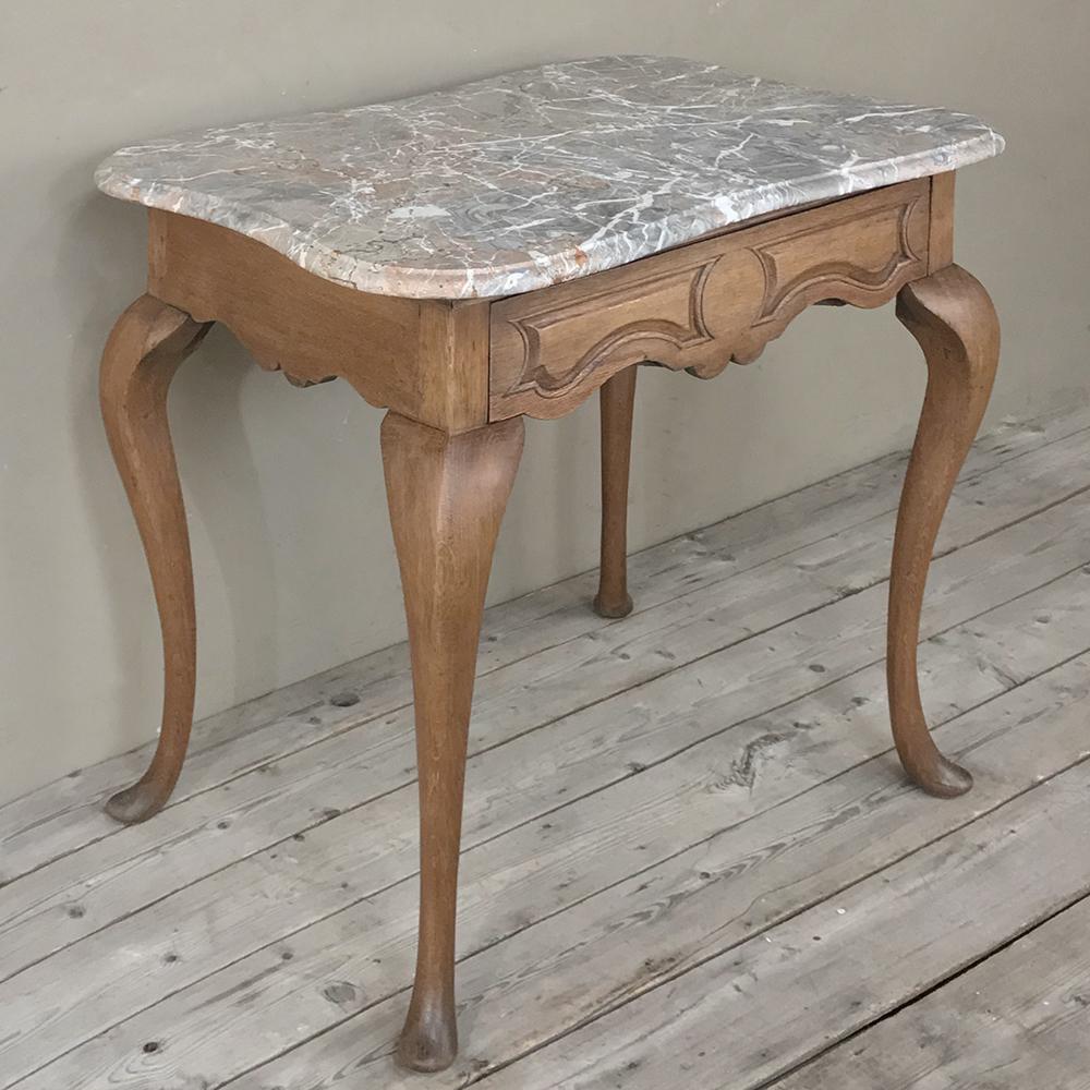 19th Century French Louis Philippe Walnut Marble Top Writing Table In Good Condition In Dallas, TX