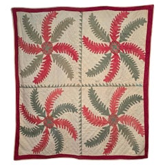 19th Century New England Quilt, Princess Feather & Rose Pattern