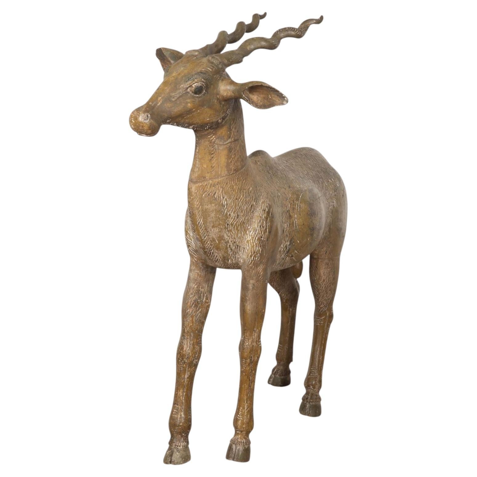 19th Century Quirky Carved Wood Antelope