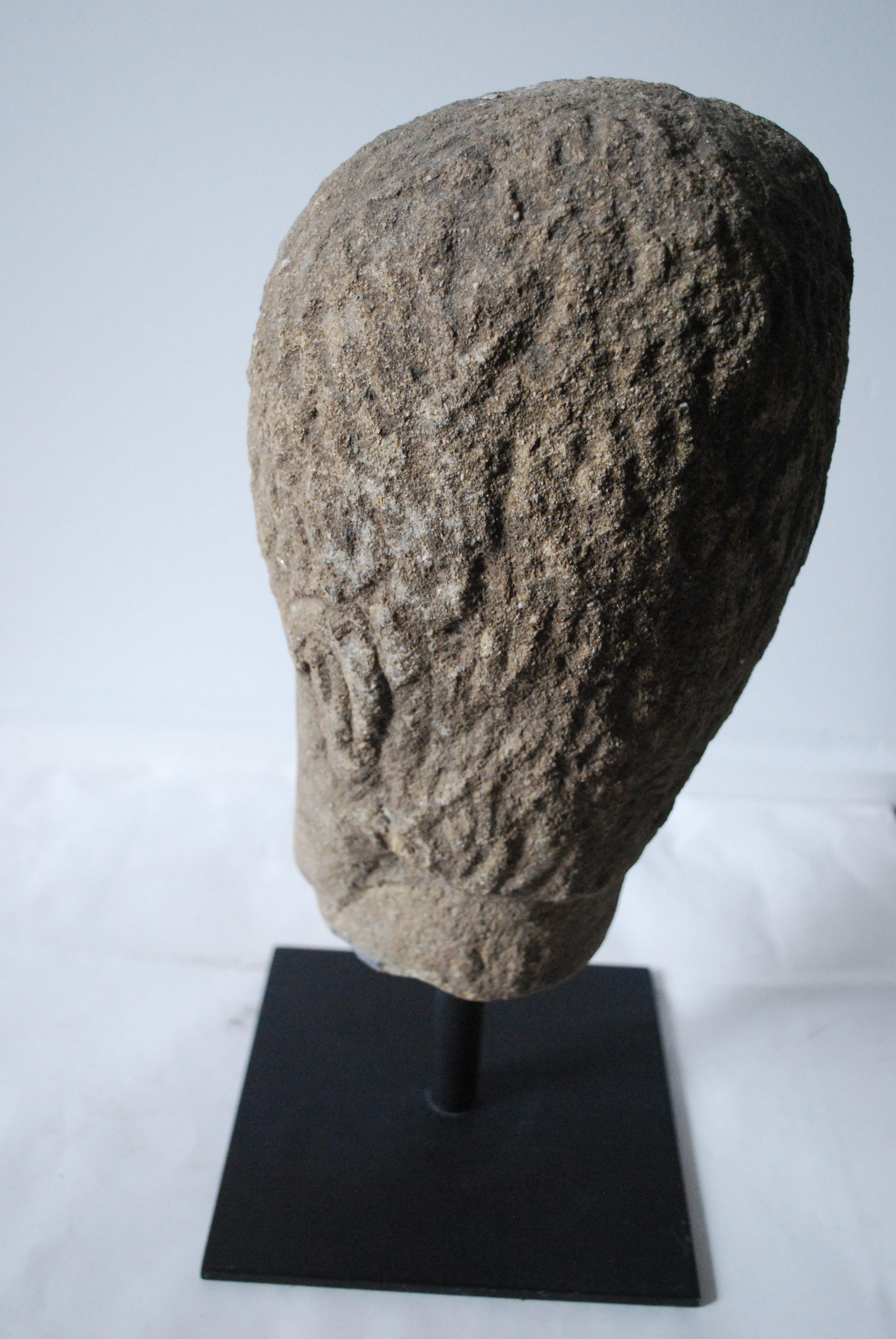 19th Century Quirky English Stone Head on Stand For Sale 6