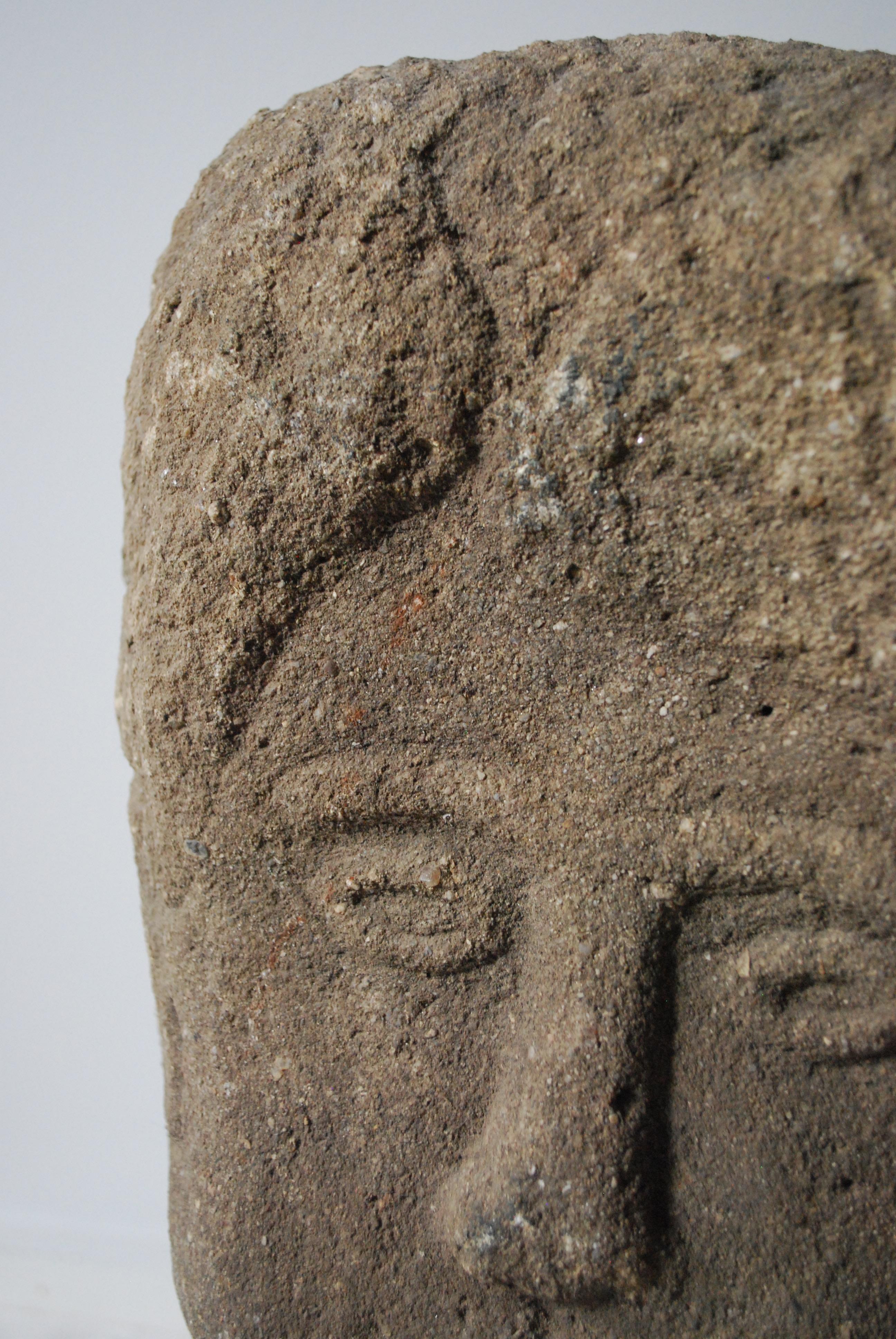 19th Century Quirky English Stone Head on Stand In Good Condition For Sale In Chicago, IL