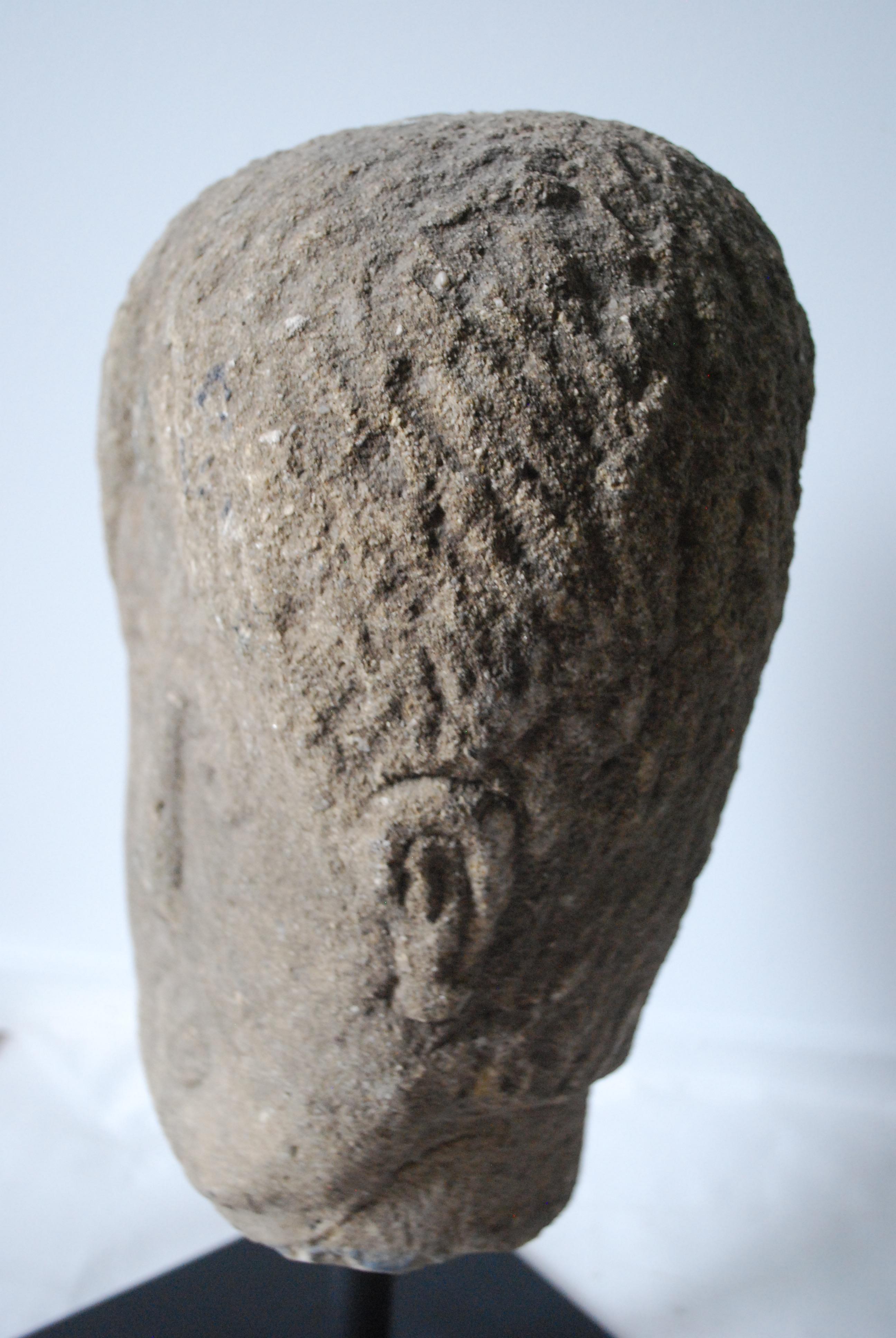19th Century Quirky English Stone Head on Stand 3
