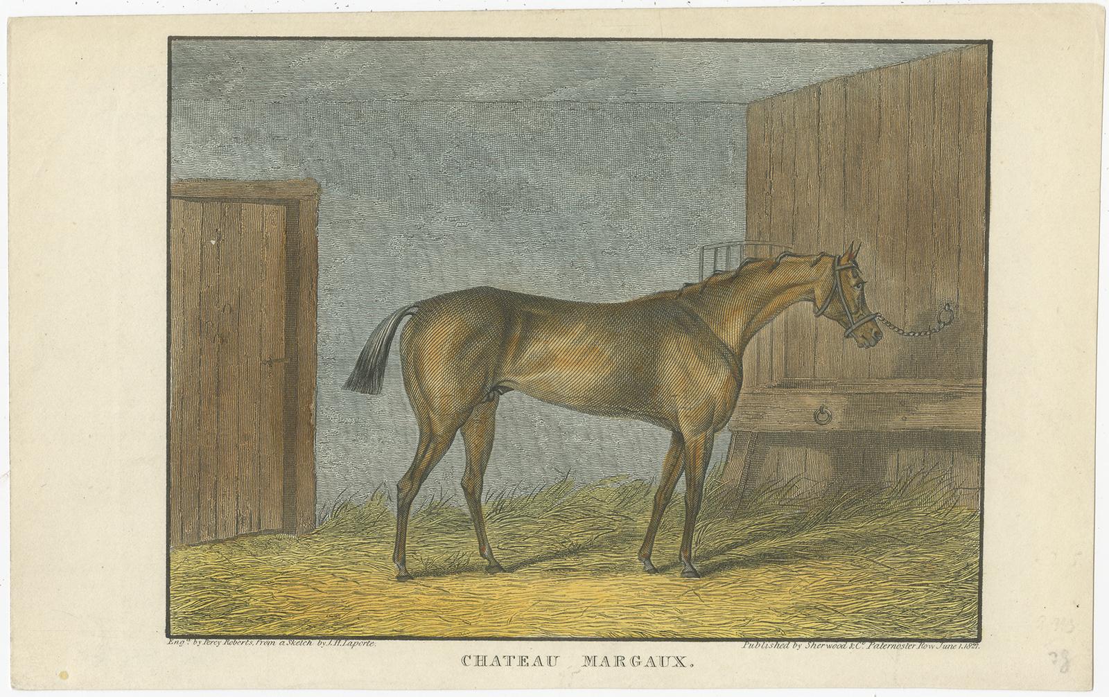 These are 19th-century equine prints depicting notable racehorses titled 