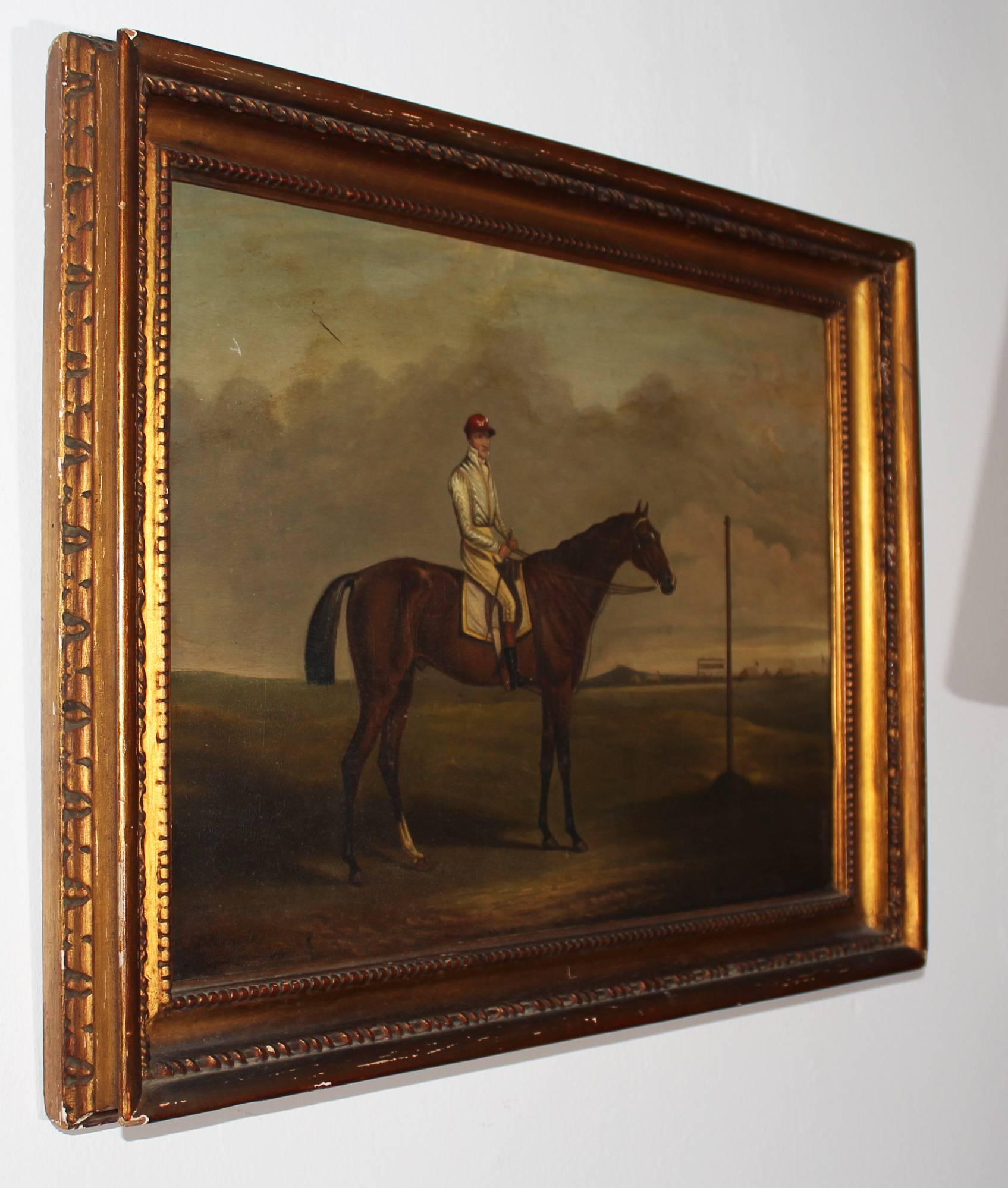 19th century racing jockey oil on canvas painting, firmado por Jhon E. Ferneley y fechado en 1831

John Ferneley (1838)
by Henry Johnson
John E. Ferneley (18 May 1782 Thrussington, Leicestershire – 1860 Melton Mowbray, Leicestershire), was an