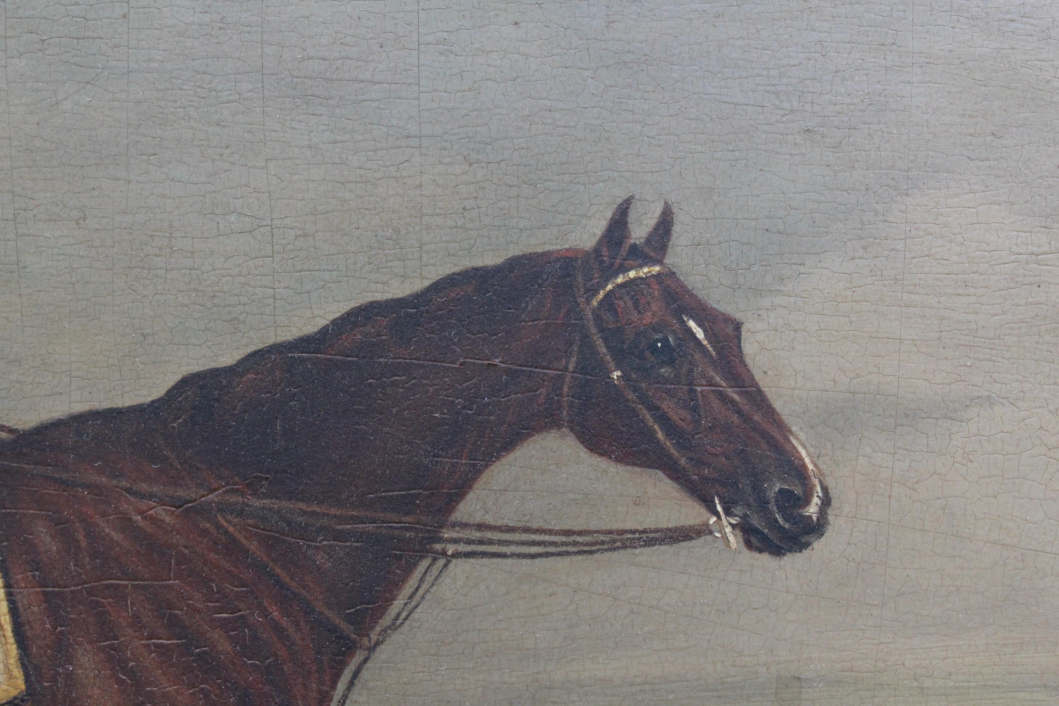 18th Century 19th Century Racing Jockey Oil on Canvas Painting, Firmado Por Jhon E. Ferneley
