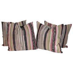 19th Century Rag Rug Pillows, Four