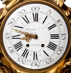 Antiguo Reloj de Pared de Bronce Ormolu con Querubín Raingo Frères del Siglo XIX