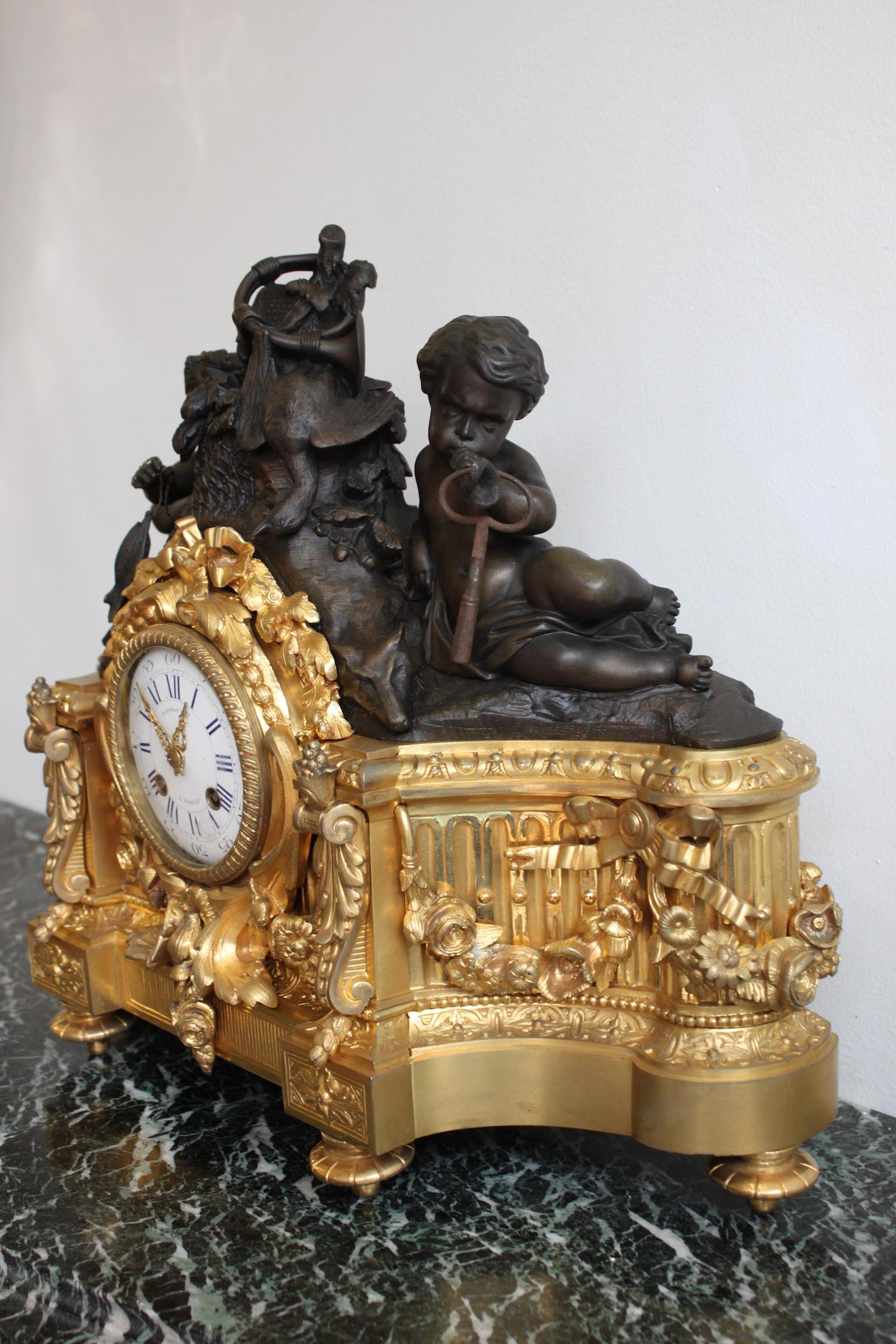 19th Century Raingo Gilt Bronze Clock 6