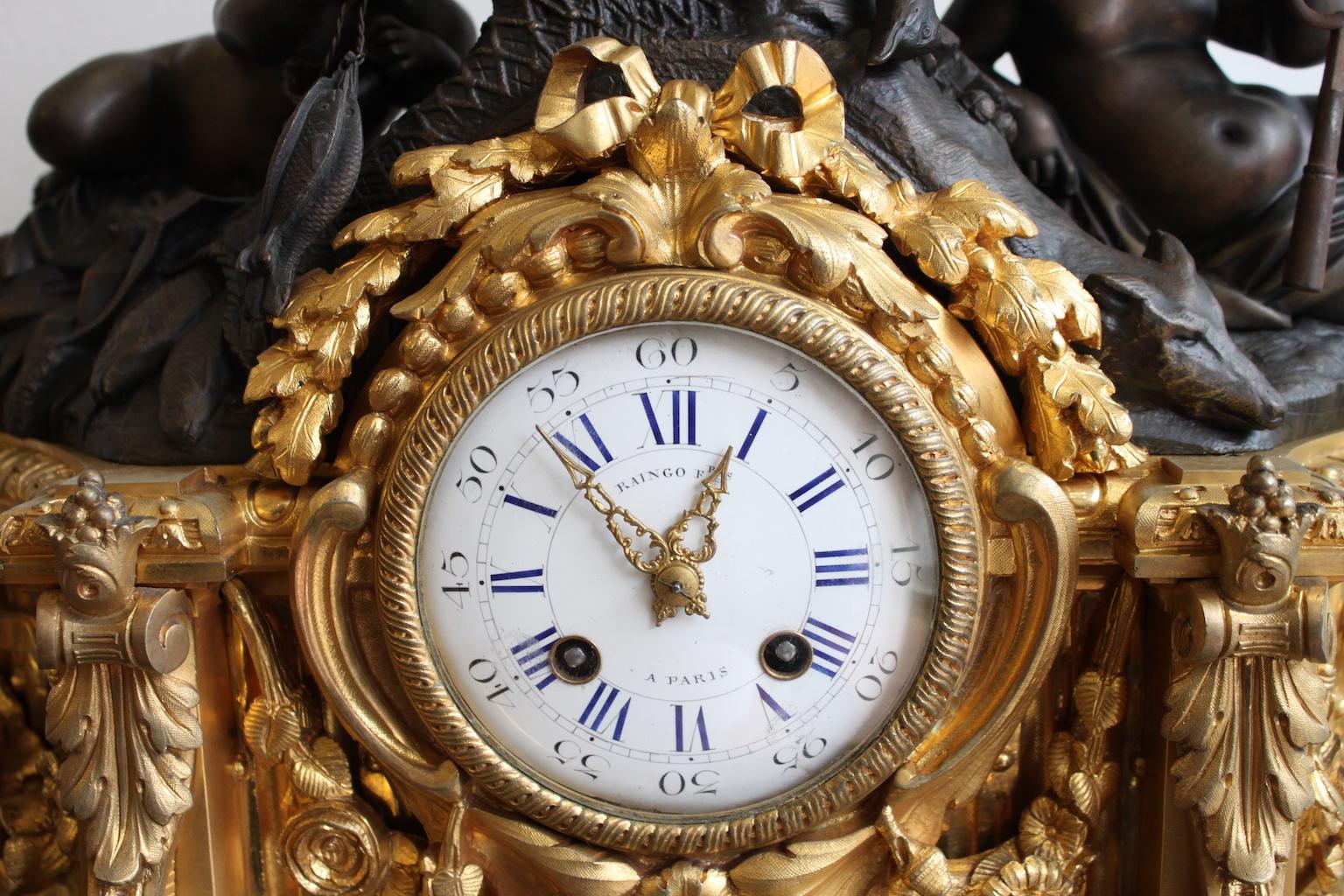 19th Century Raingo Gilt Bronze Clock 3