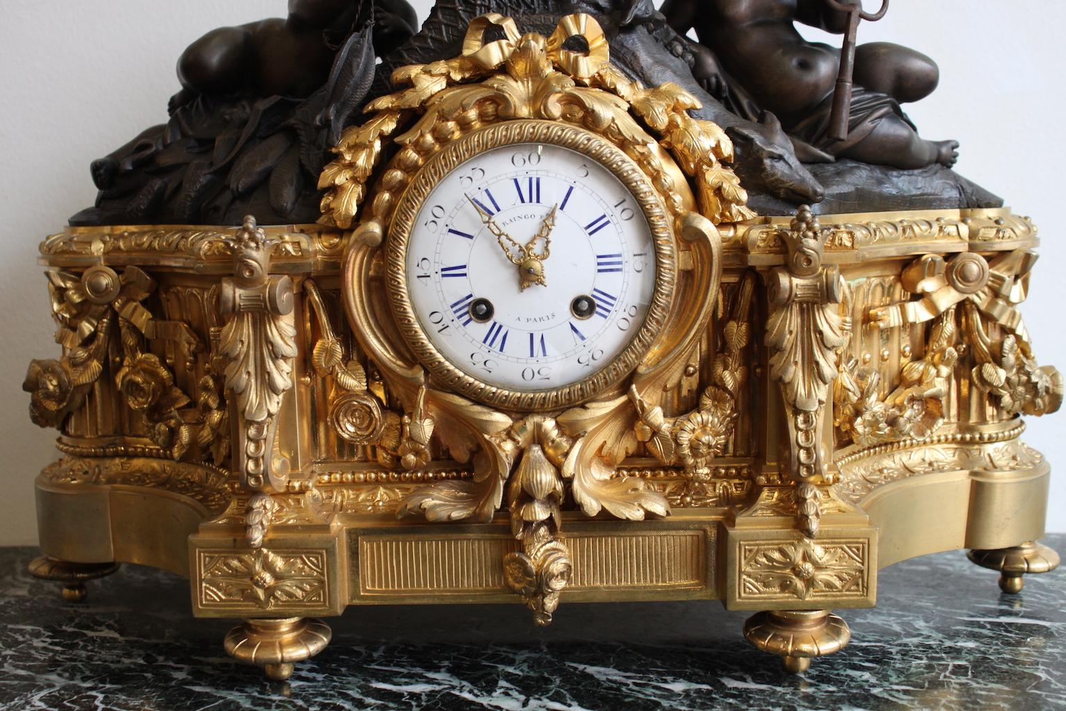 19th Century Raingo Gilt Bronze Clock 4