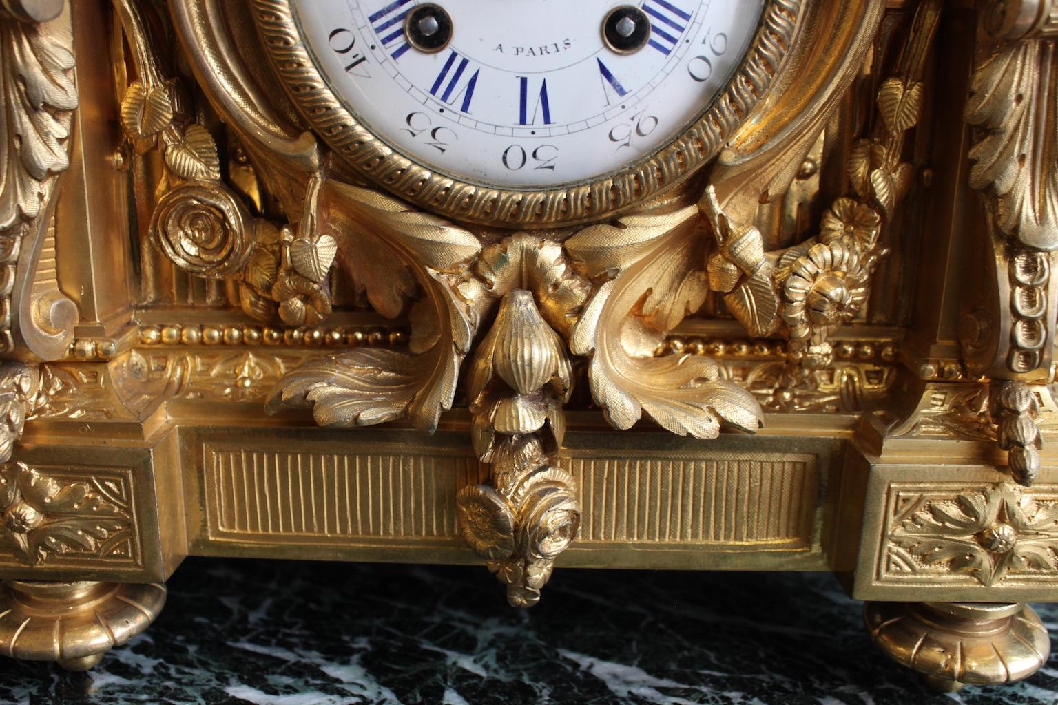 19th Century Raingo Gilt Bronze Clock 5