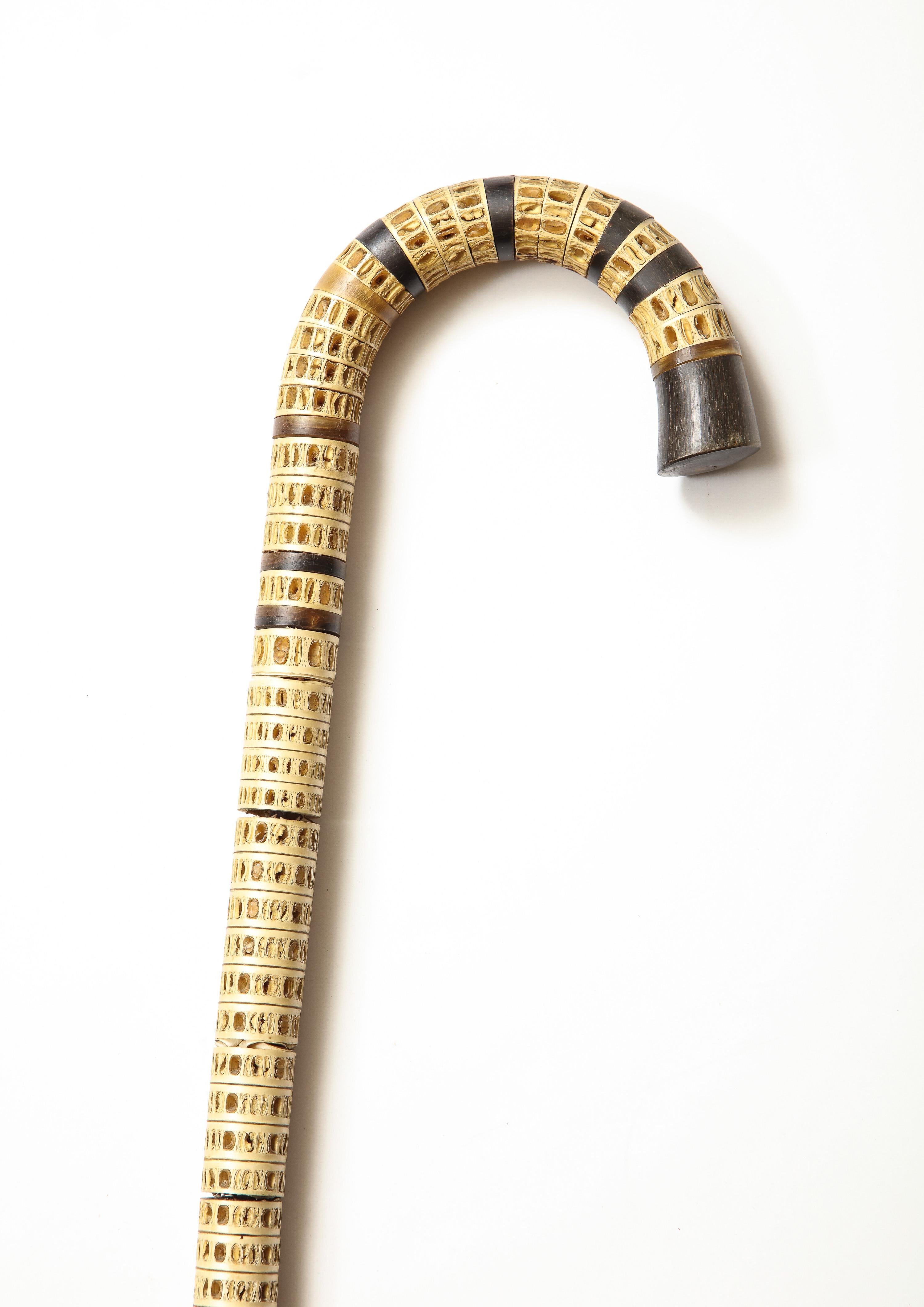 19th Century Raj Cane, Vertibrate on Metal Rod In Good Condition For Sale In New York, NY