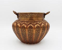 19th Century Raj Period Kashmiri Copper Lobed Planter